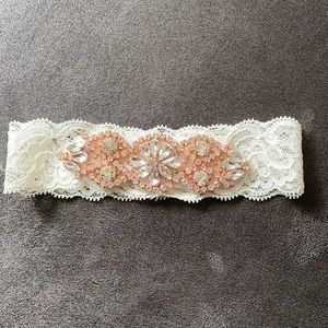 Stretch Lace Embellished Garter Belt